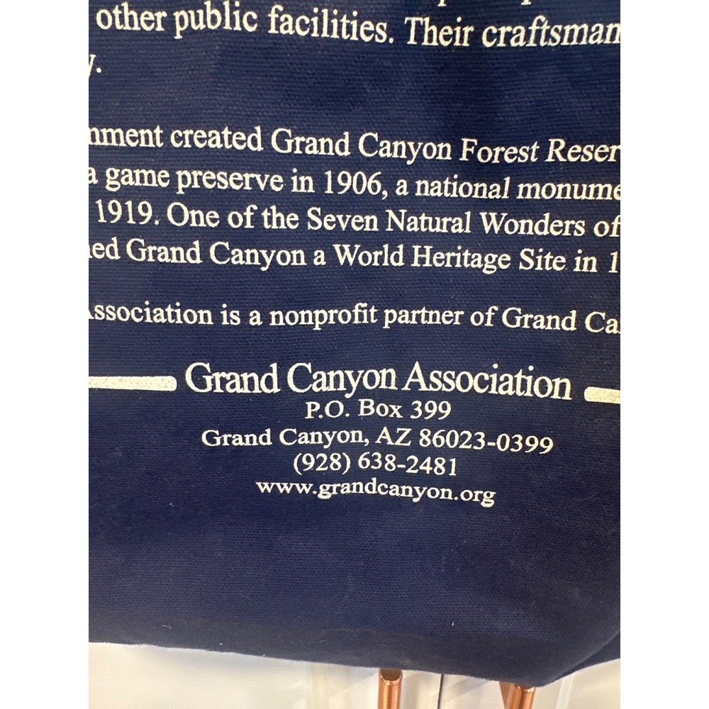 Grand Canyon National Park Tote Bag Canvas Navy Blue Graphic Print VTG cotton - Picture 4 of 6